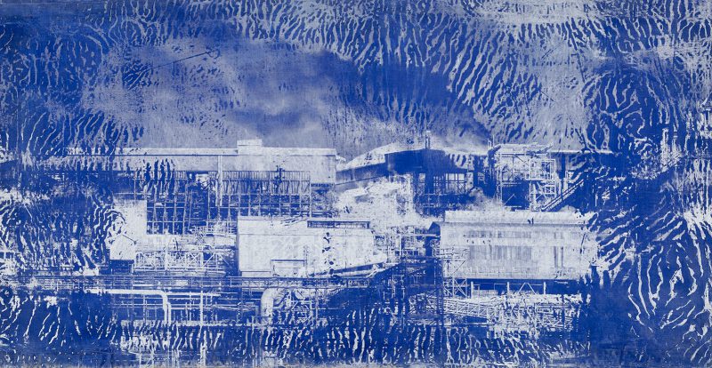 Louise Forthun & Stewart Russell, Blue zinc painting 2016
synthetic polymer on linen
103.5 x 199.5 cm
