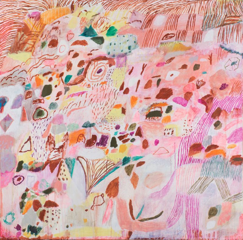 Mignon Steele, One hundred fires 2016
acrylic and oil on board
120 x 120 cm
