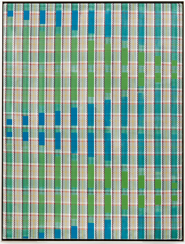 Tia Ansell, Miles  2021
acrylic on handmade cotton weaving
84 x 63 cm
